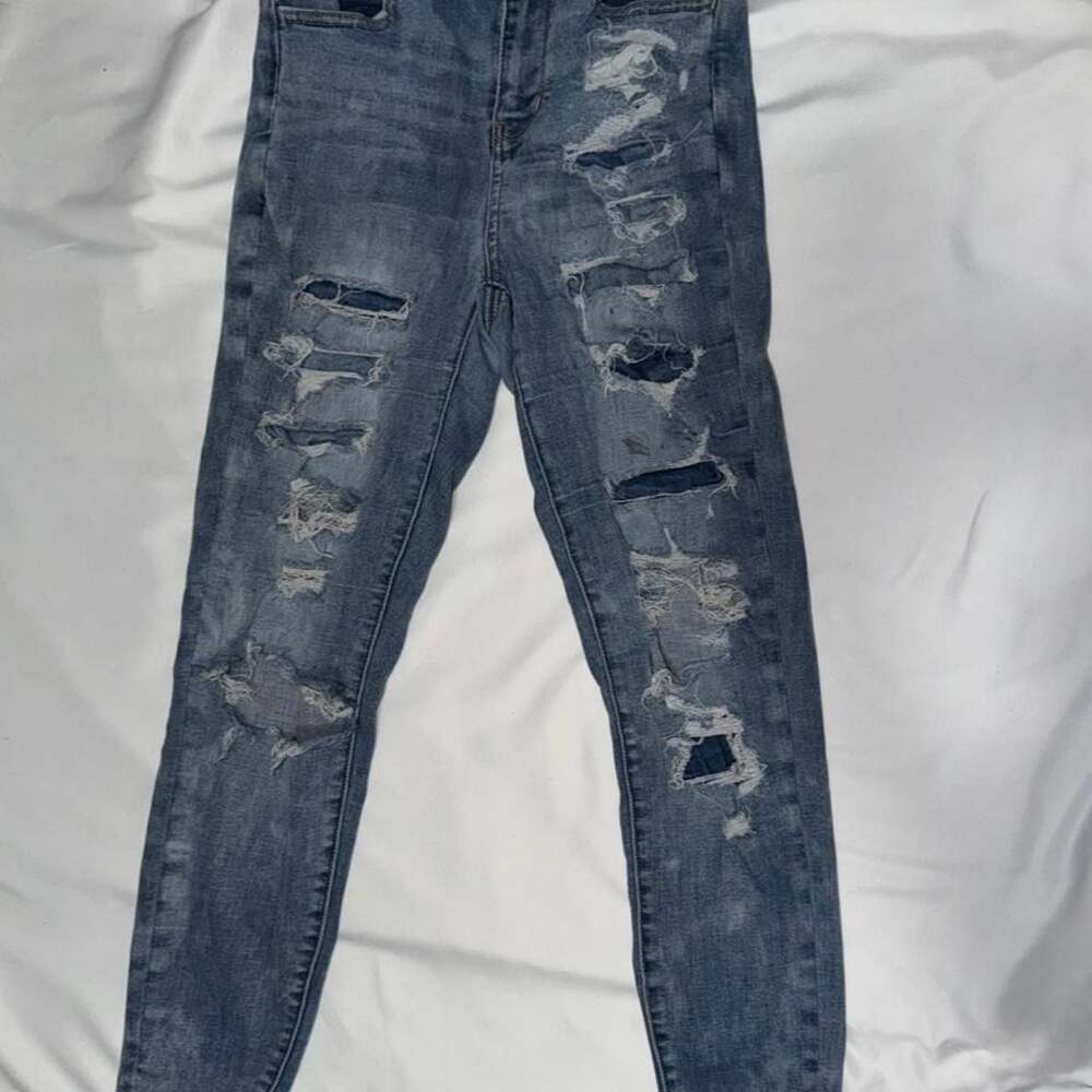 American Eagle Curvy Hi-Rise Jegging Distressed Skinny Jeans Size 4